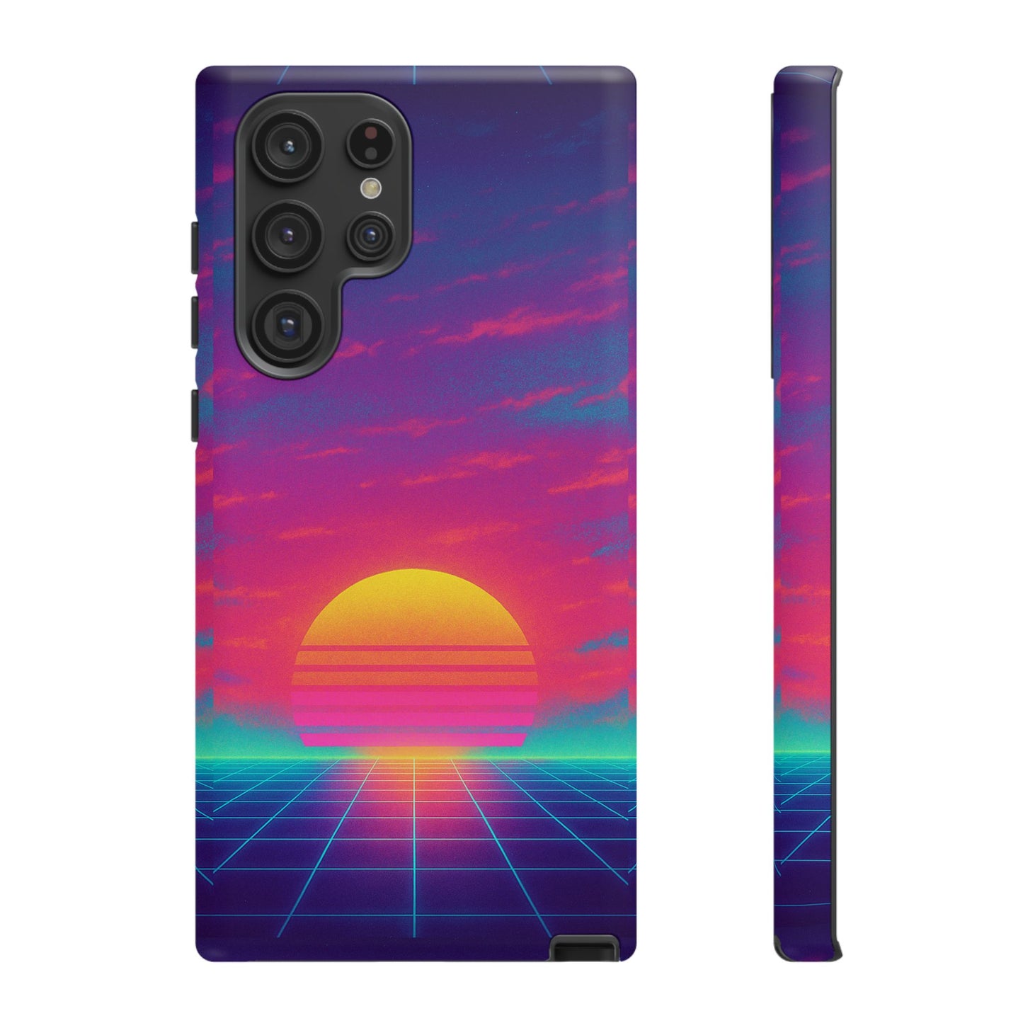 Retro Sunset Tough Phone Case - Vibrant 80s Aesthetic