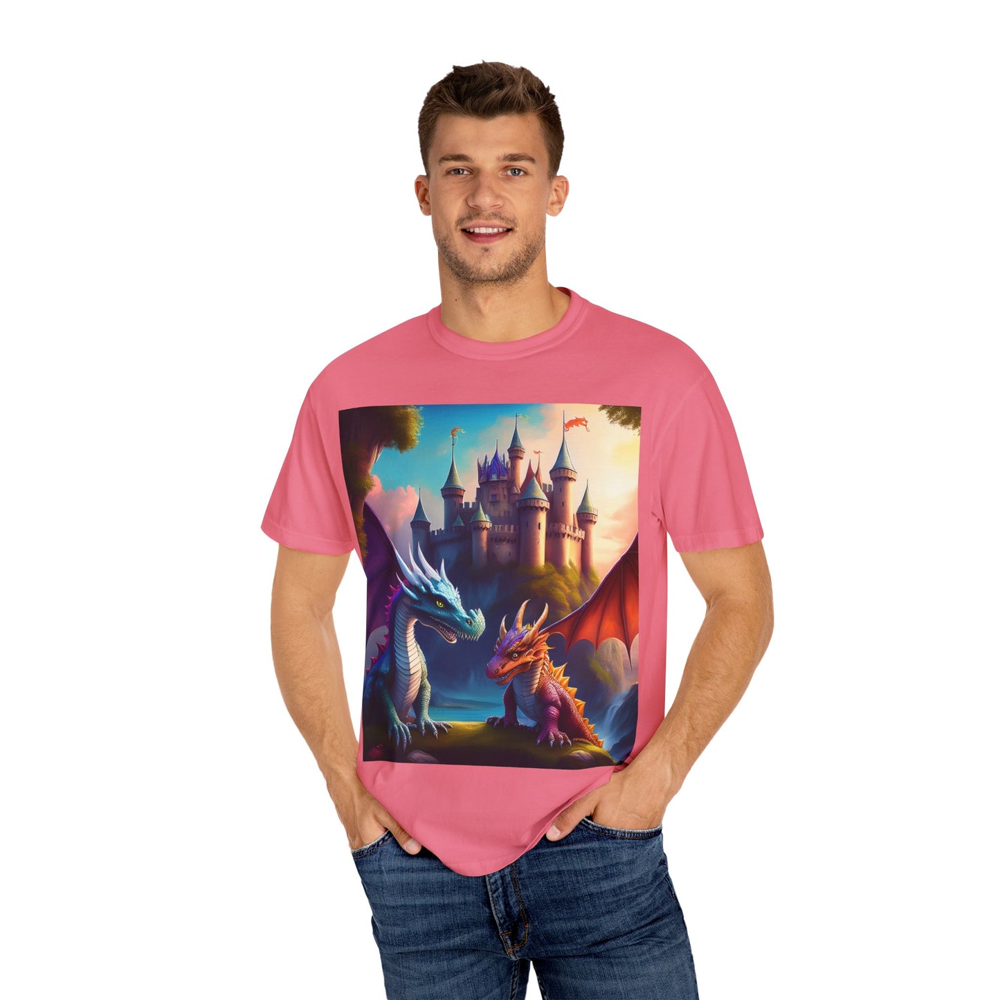 Fantasy Dragons Unisex Garment-Dyed T-Shirt - Perfect for Gamers & Fantasy Lovers