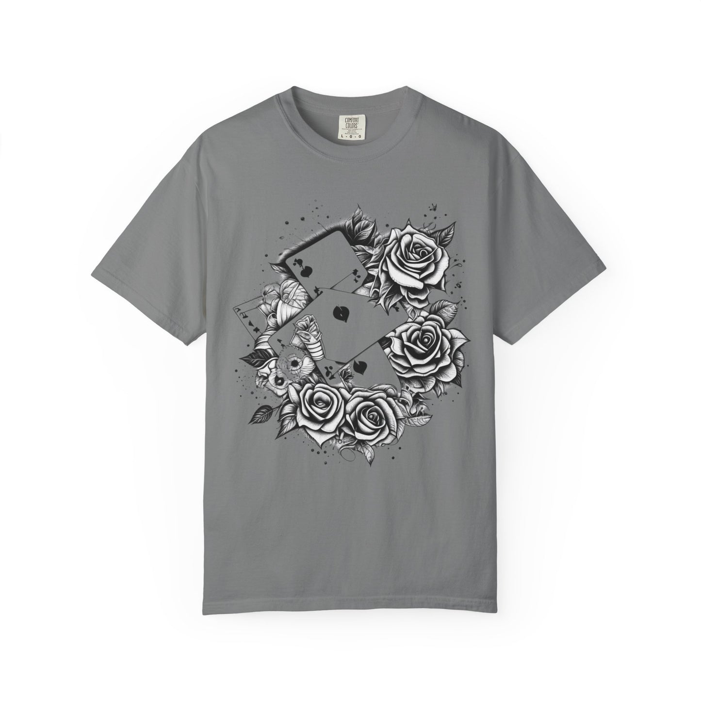 Gothic Floral Card T-Shirt | Unisex Garment-Dyed Tee