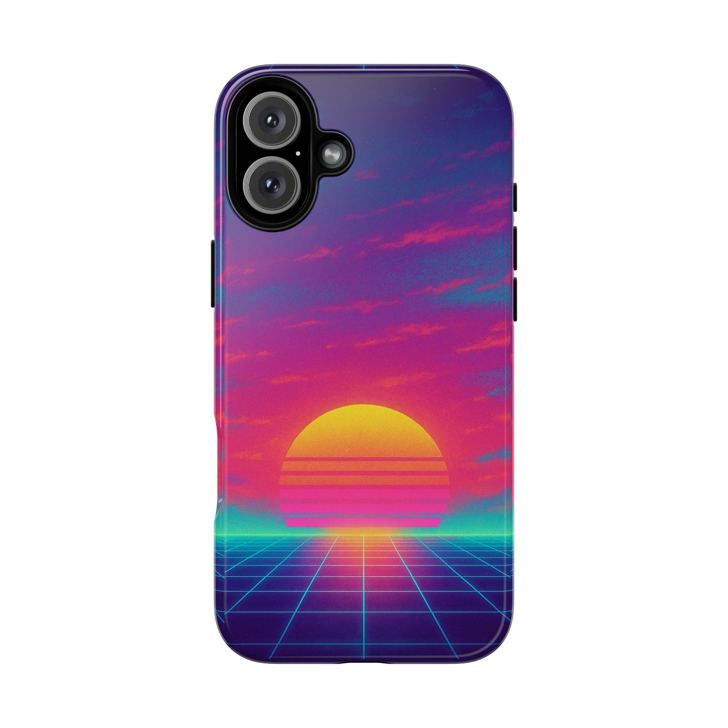Retro Sunset Tough Phone Case - Vibrant 80s Aesthetic