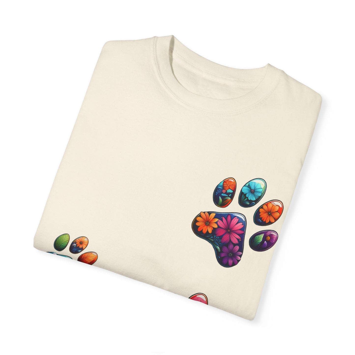 Floral Paw Print T-Shirt for Pet Lovers