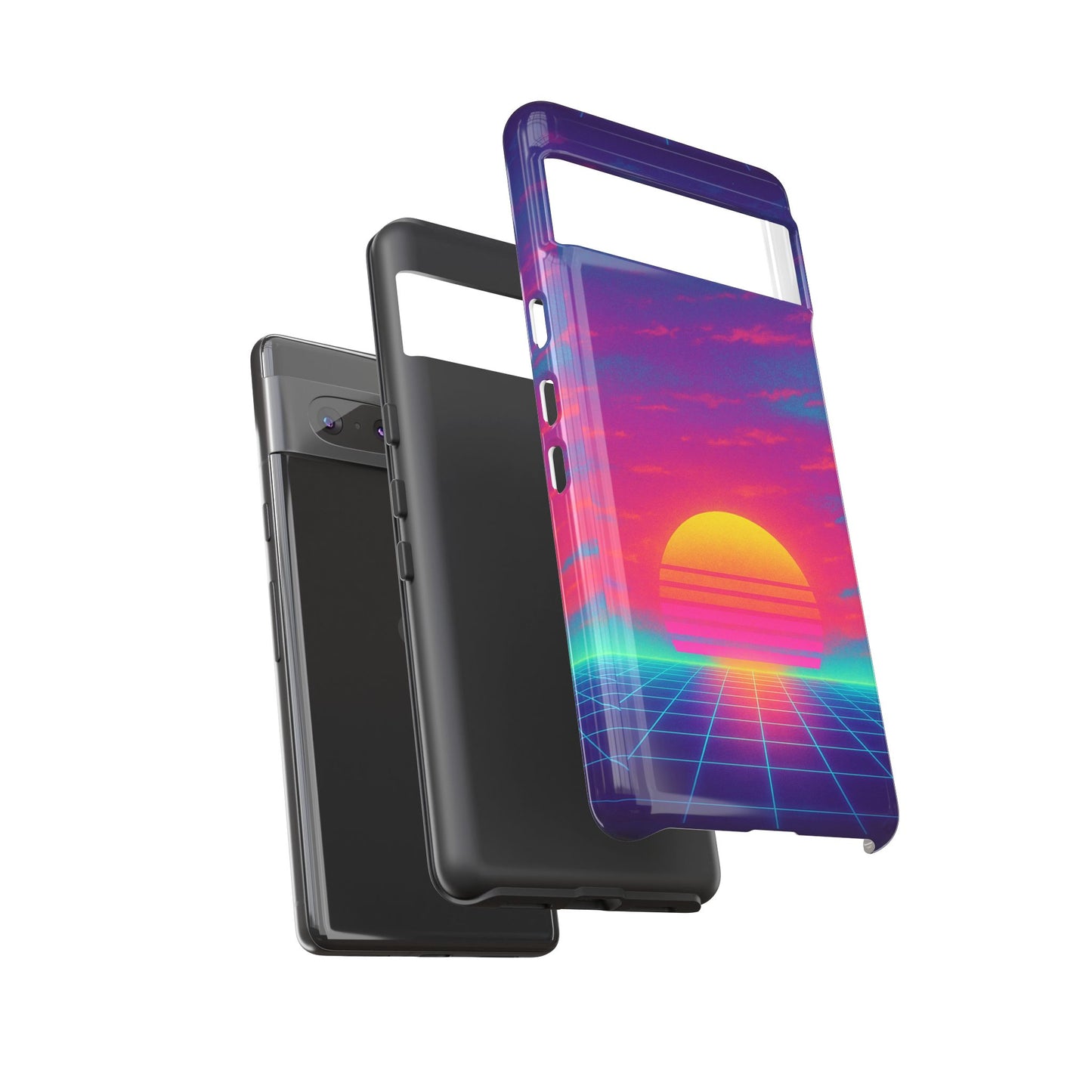 Retro Sunset Tough Phone Case - Vibrant 80s Aesthetic