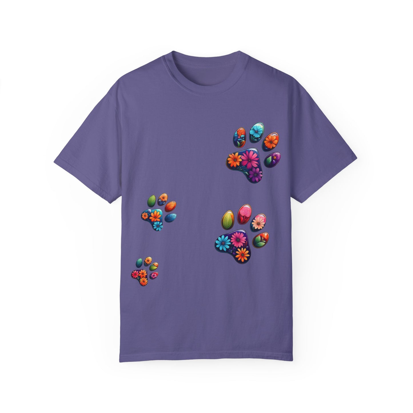 Floral Paw Print T-Shirt for Pet Lovers