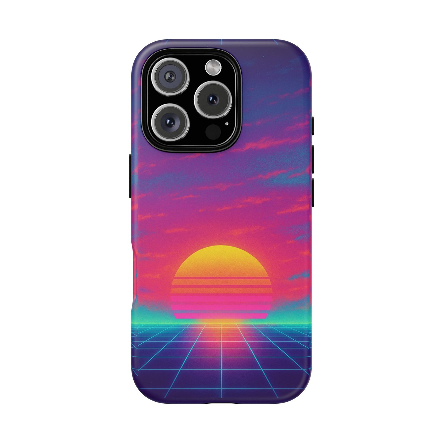 Retro Sunset Tough Phone Case - Vibrant 80s Aesthetic