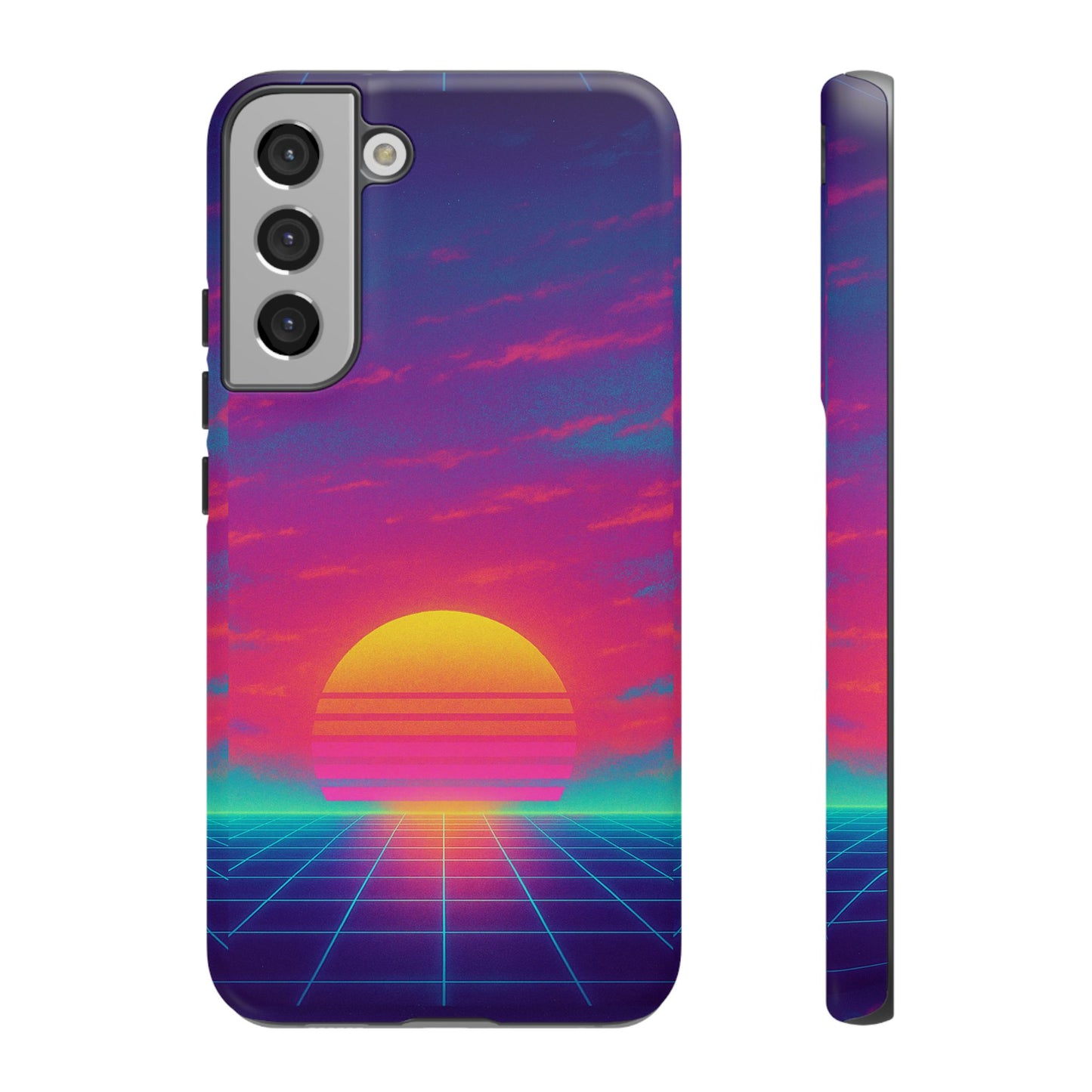 Retro Sunset Tough Phone Case - Vibrant 80s Aesthetic