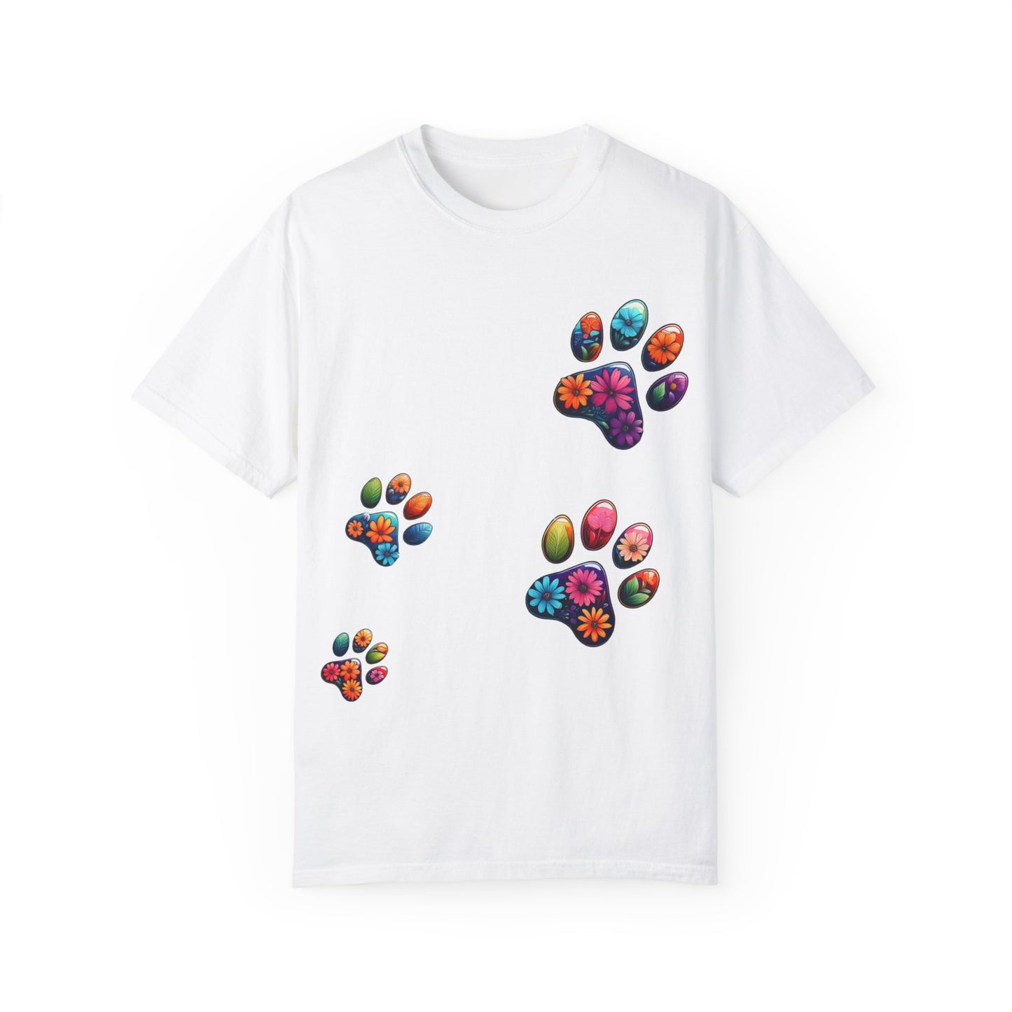 Floral Paw Print T-Shirt for Pet Lovers