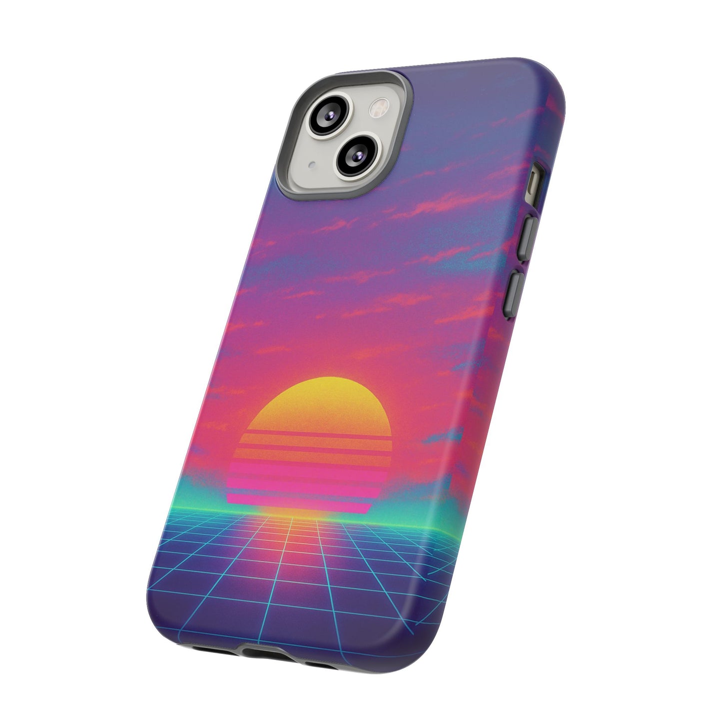 Retro Sunset Tough Phone Case - Vibrant 80s Aesthetic
