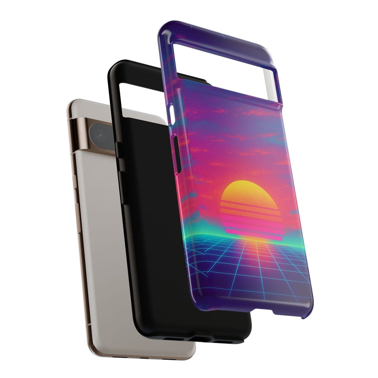 Retro Sunset Tough Phone Case - Vibrant 80s Aesthetic