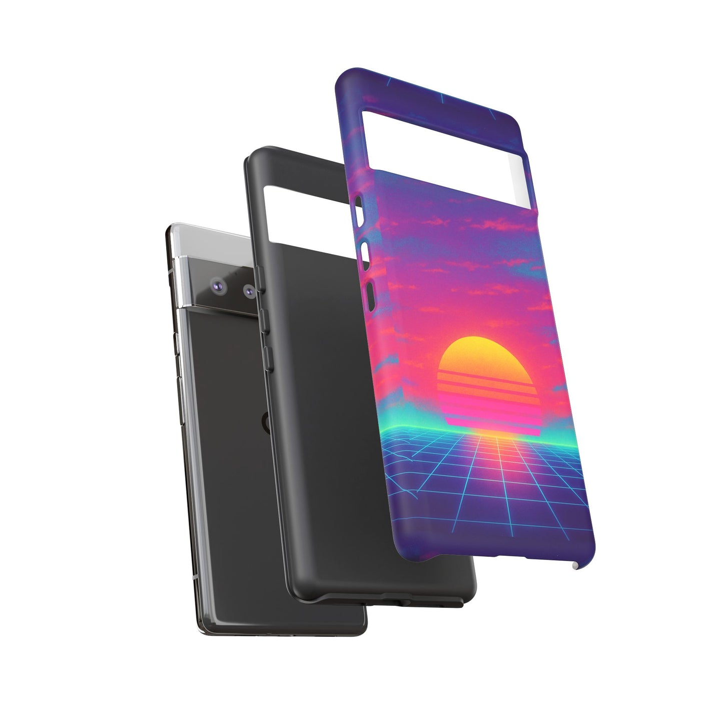 Retro Sunset Tough Phone Case - Vibrant 80s Aesthetic