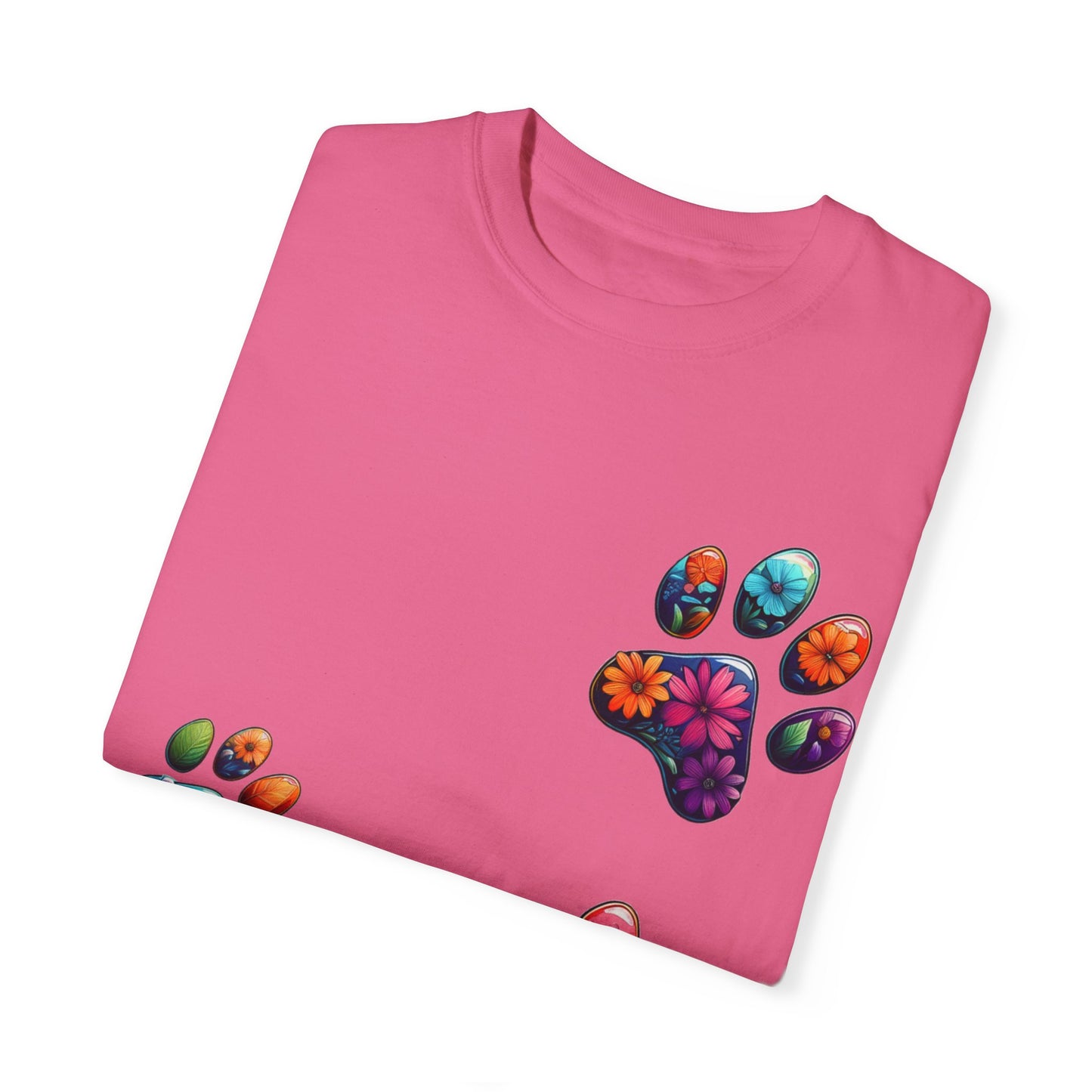 Floral Paw Print T-Shirt for Pet Lovers