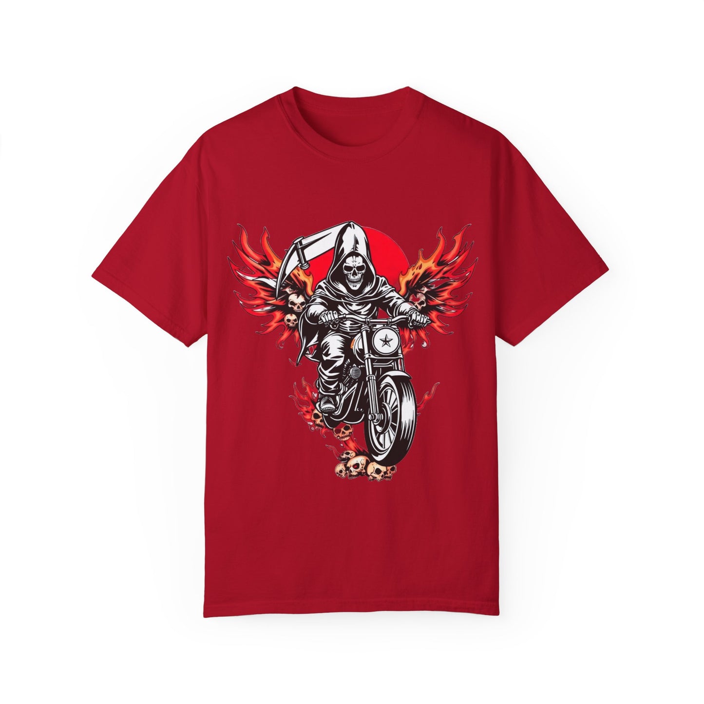 Unisex Motorcycle Grim Reaper T-Shirt - Bold Graphic Tee for Bikers and Rebels