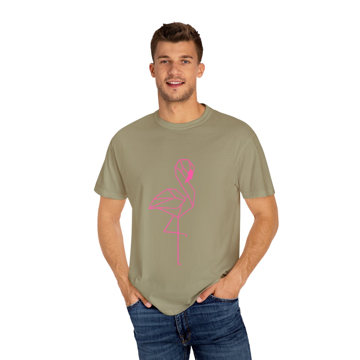 Geo Flamingo Unisex T-shirt | Summer Vibes Tee | Gift for Nature Lovers | Casual Wear for Every Occasion, Beach, Vacation, Friends Gathering