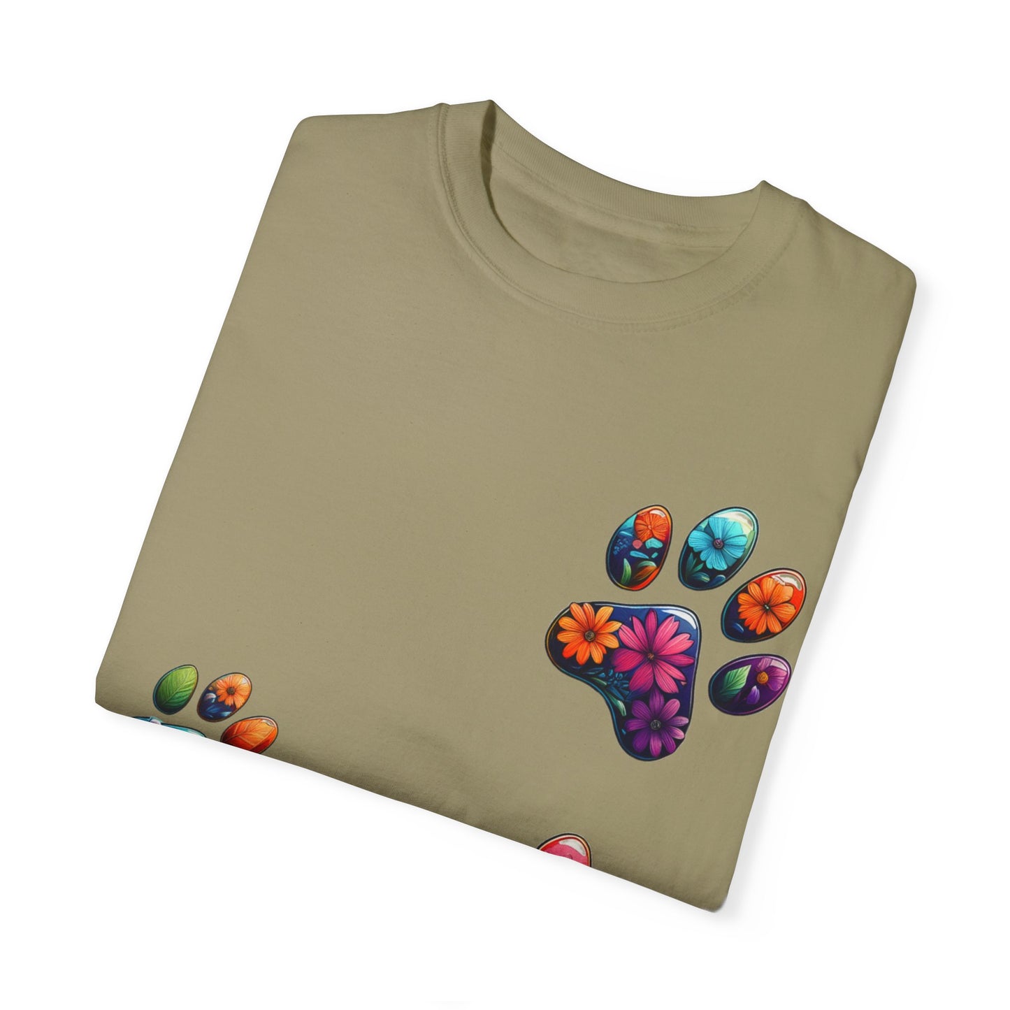 Floral Paw Print T-Shirt for Pet Lovers