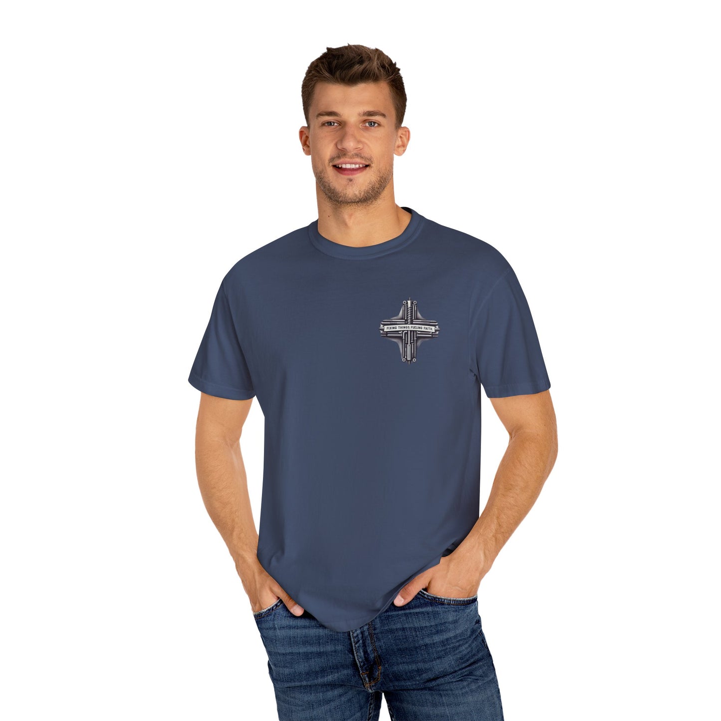 Faith-Inspired Unisex T-Shirt | Fixing Things Fueling Faith | Inspirational Gift for Believers | Casual Wear, Church Events, Everyday Style