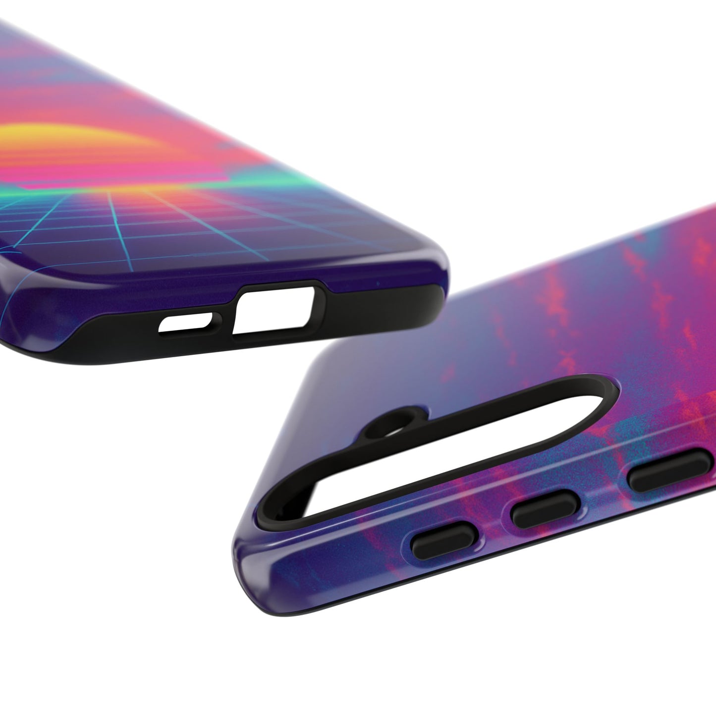 Retro Sunset Tough Phone Case - Vibrant 80s Aesthetic