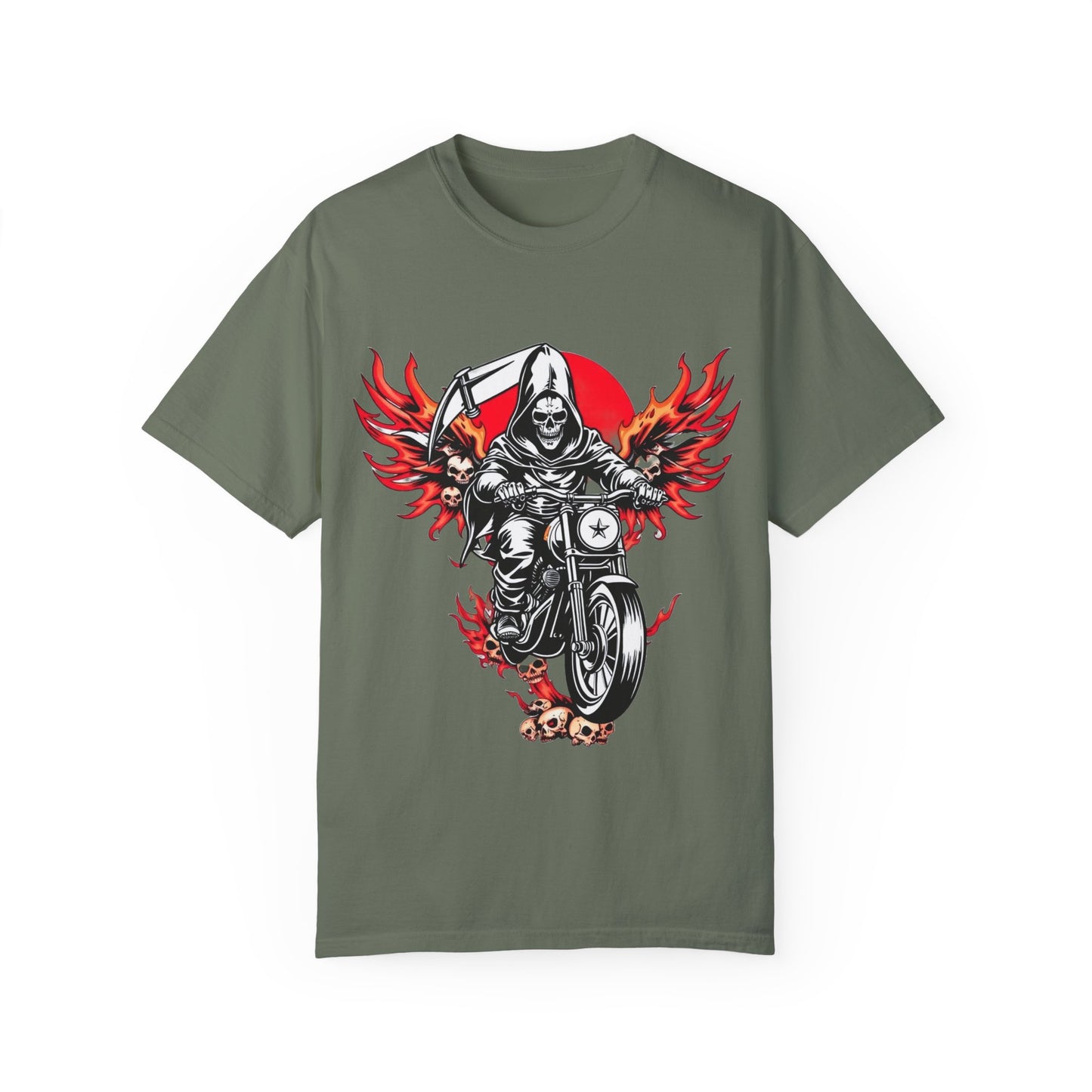 Unisex Motorcycle Grim Reaper T-Shirt - Bold Graphic Tee for Bikers and Rebels