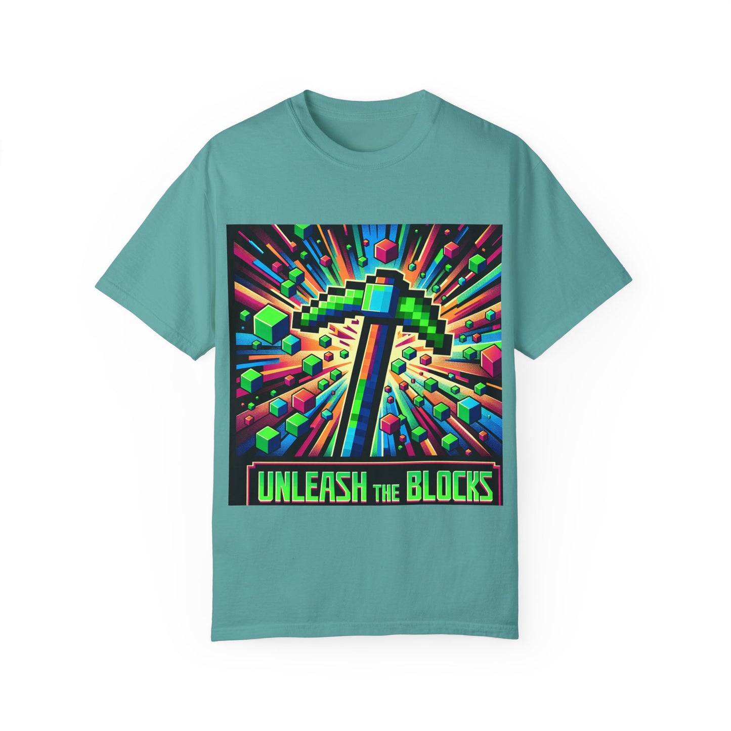 Unisex Garment-Dyed T-shirt - 'Unleash the Blocks' Gaming Tee