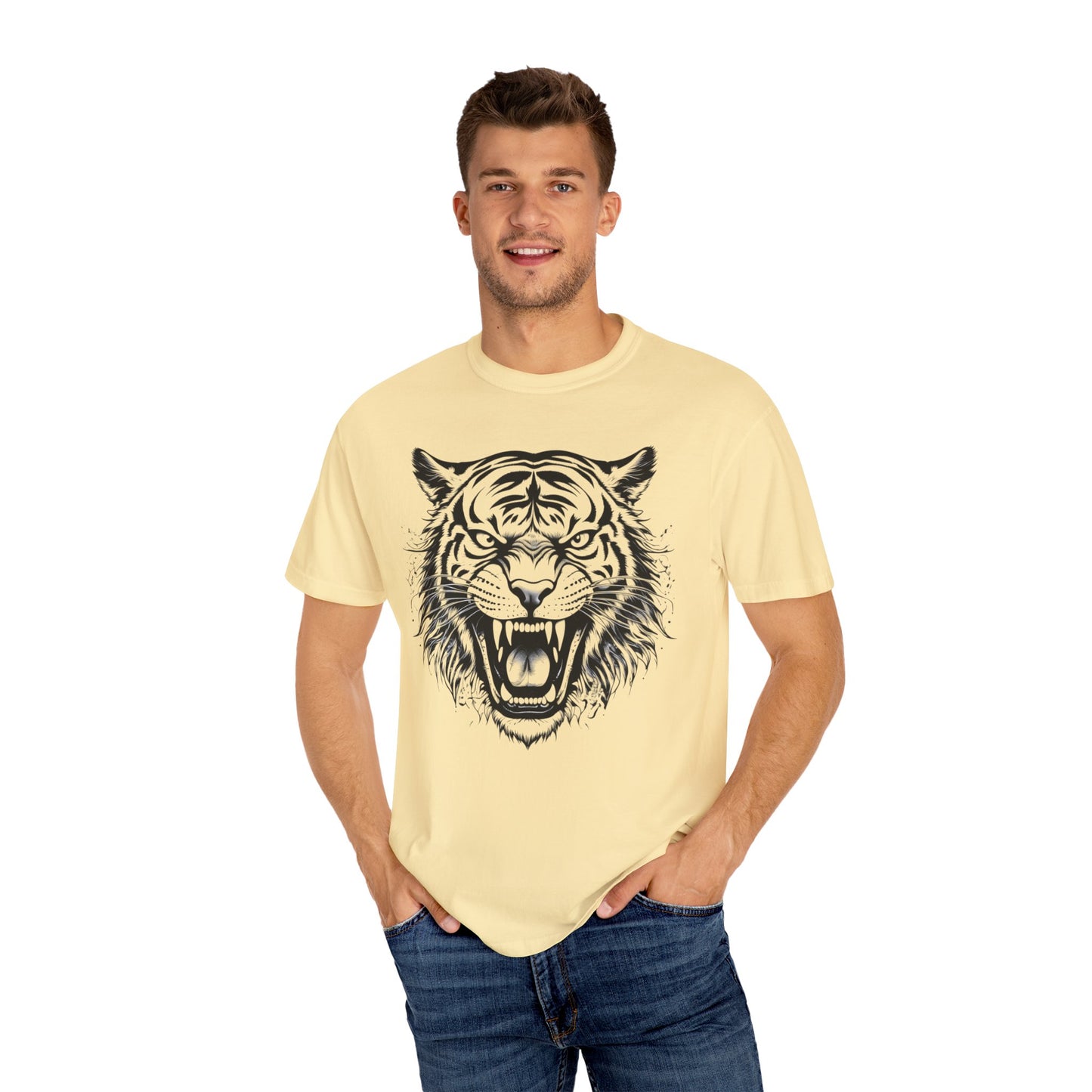 Fierce Tiger Unisex Garment-Dyed T-Shirt – Bold Graphic Tees for Animal Lovers