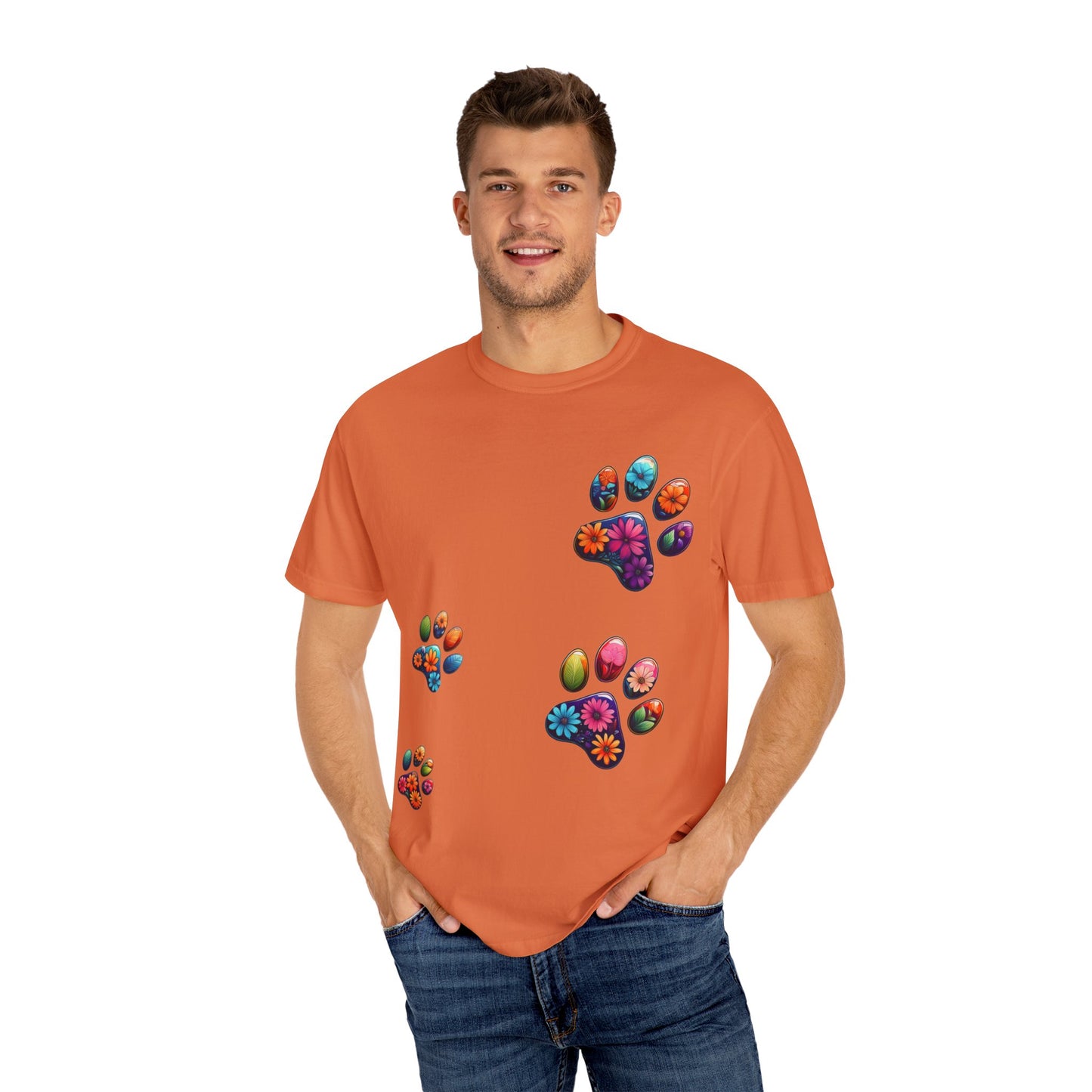 Floral Paw Print T-Shirt for Pet Lovers