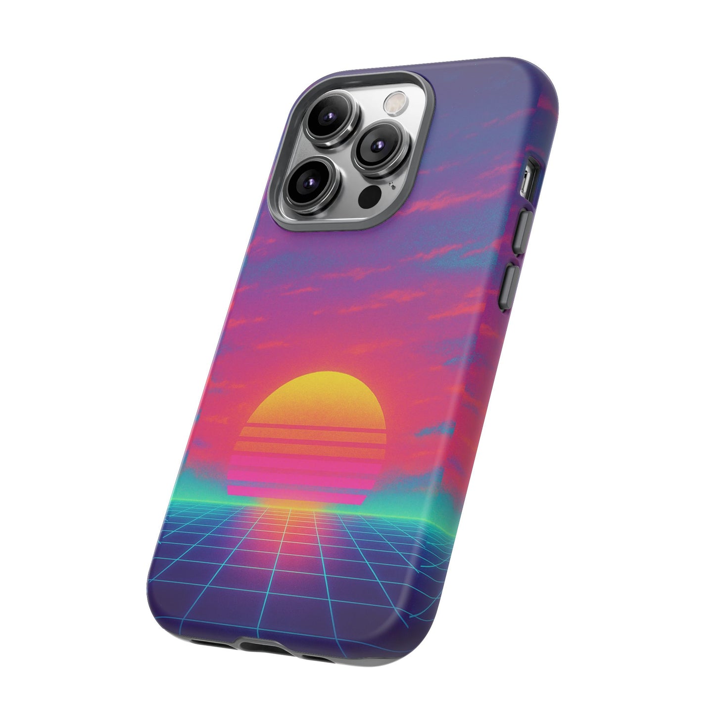 Retro Sunset Tough Phone Case - Vibrant 80s Aesthetic