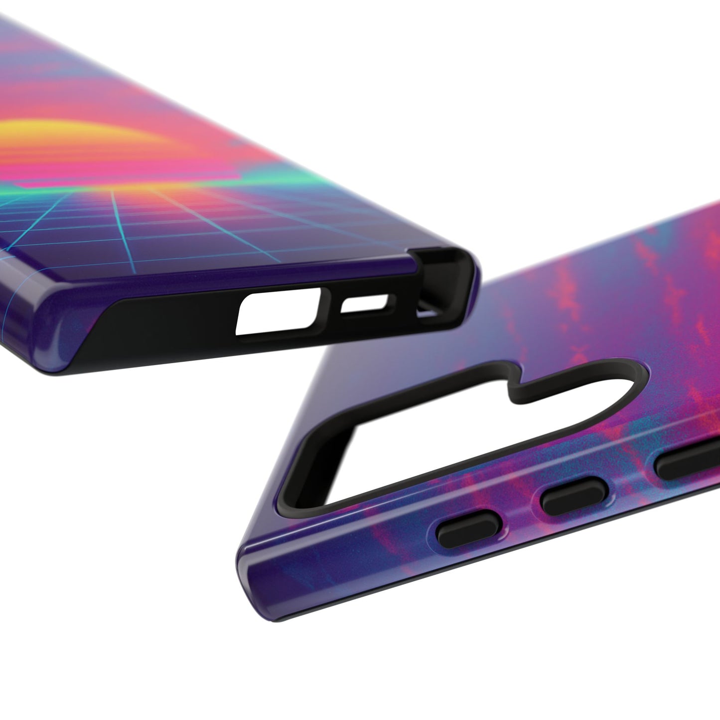 Retro Sunset Tough Phone Case - Vibrant 80s Aesthetic