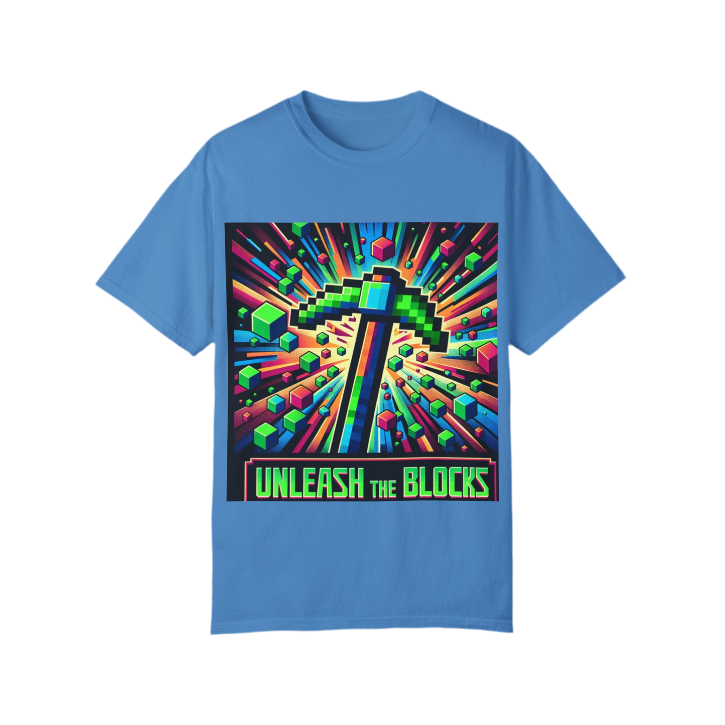 Unisex Garment-Dyed T-shirt - 'Unleash the Blocks' Gaming Tee