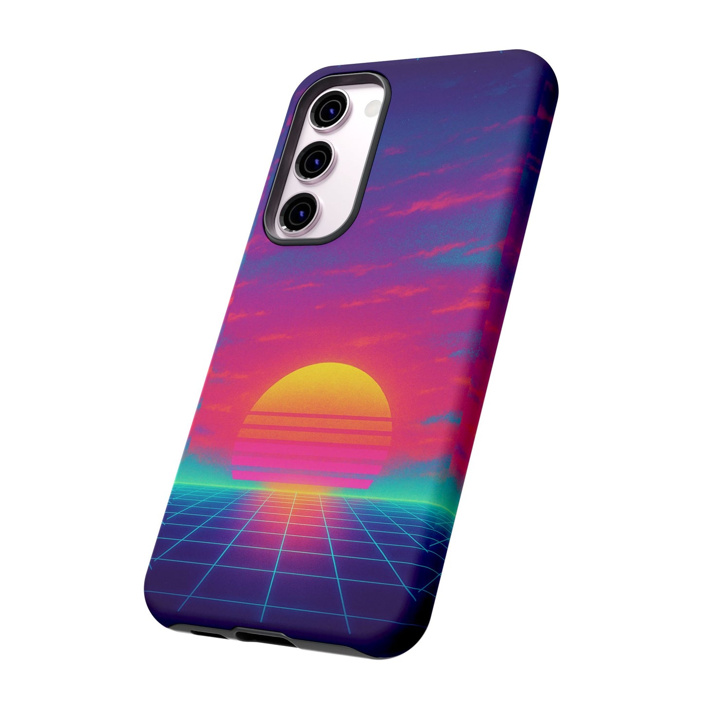 Retro Sunset Tough Phone Case - Vibrant 80s Aesthetic