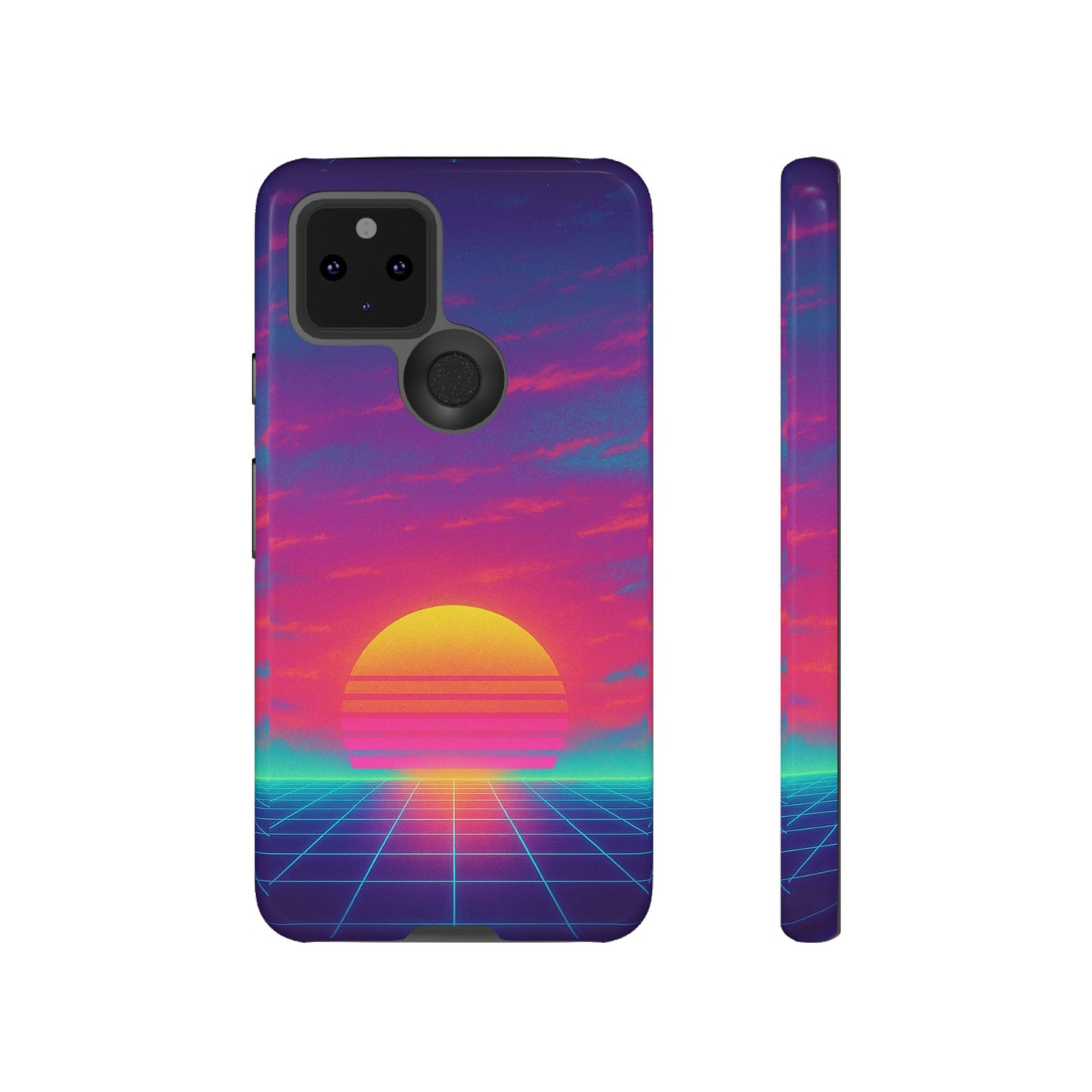 Retro Sunset Tough Phone Case - Vibrant 80s Aesthetic