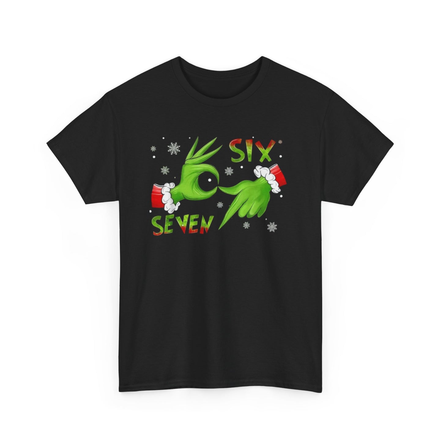 Grinch Hand Holiday Tee — "Six Seven" Christmas Graphic T-Shirt