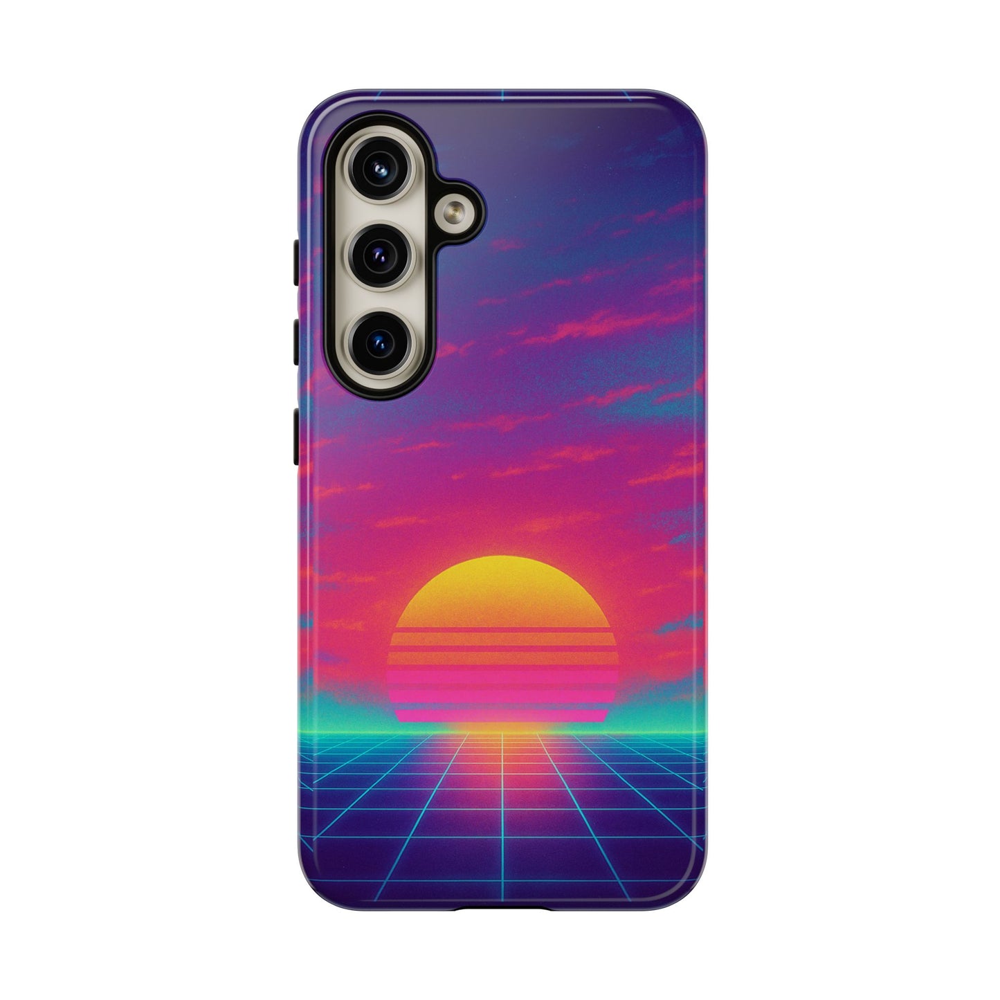 Retro Sunset Tough Phone Case - Vibrant 80s Aesthetic
