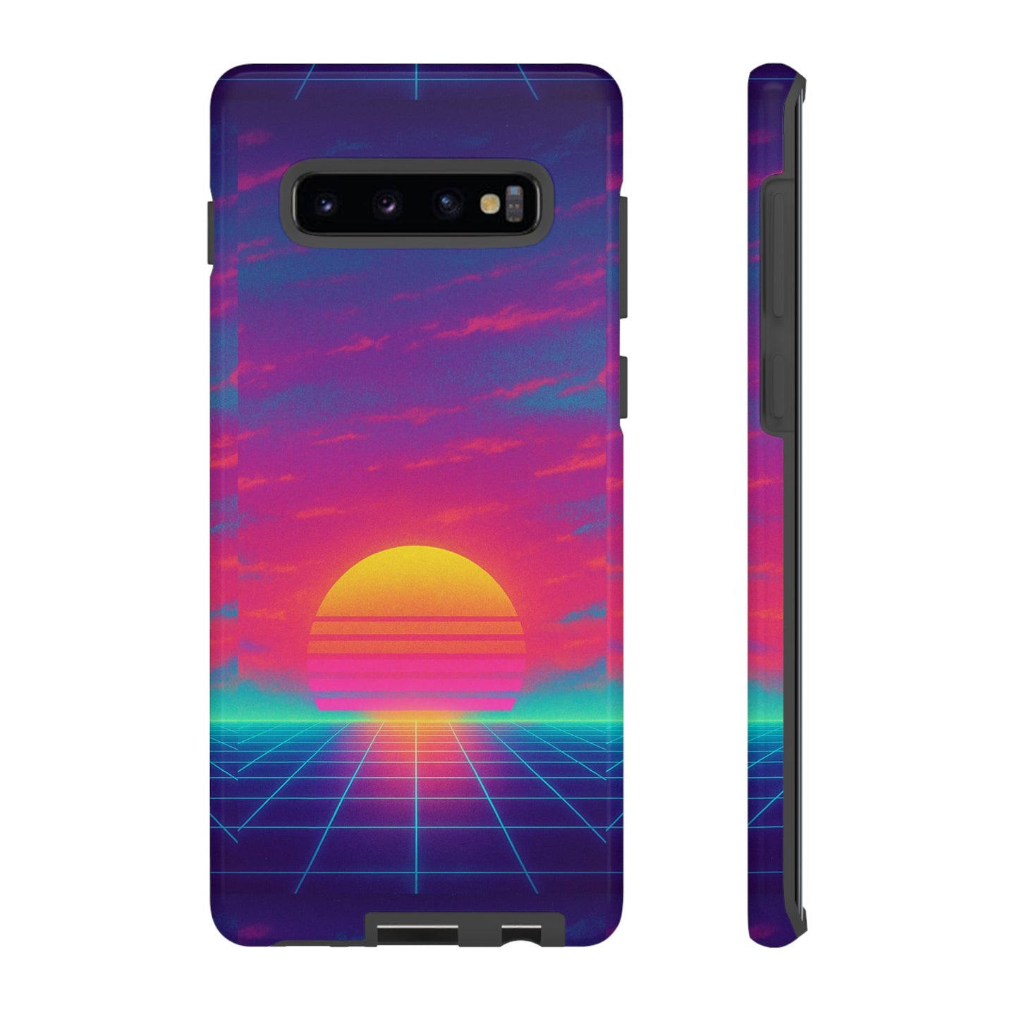 Retro Sunset Tough Phone Case - Vibrant 80s Aesthetic