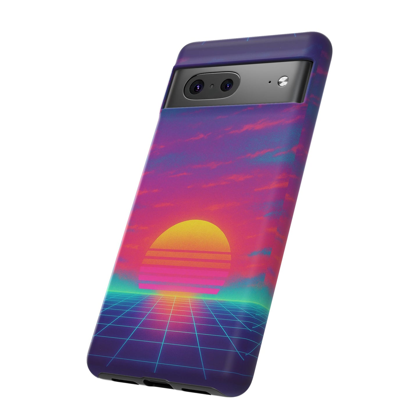 Retro Sunset Tough Phone Case - Vibrant 80s Aesthetic