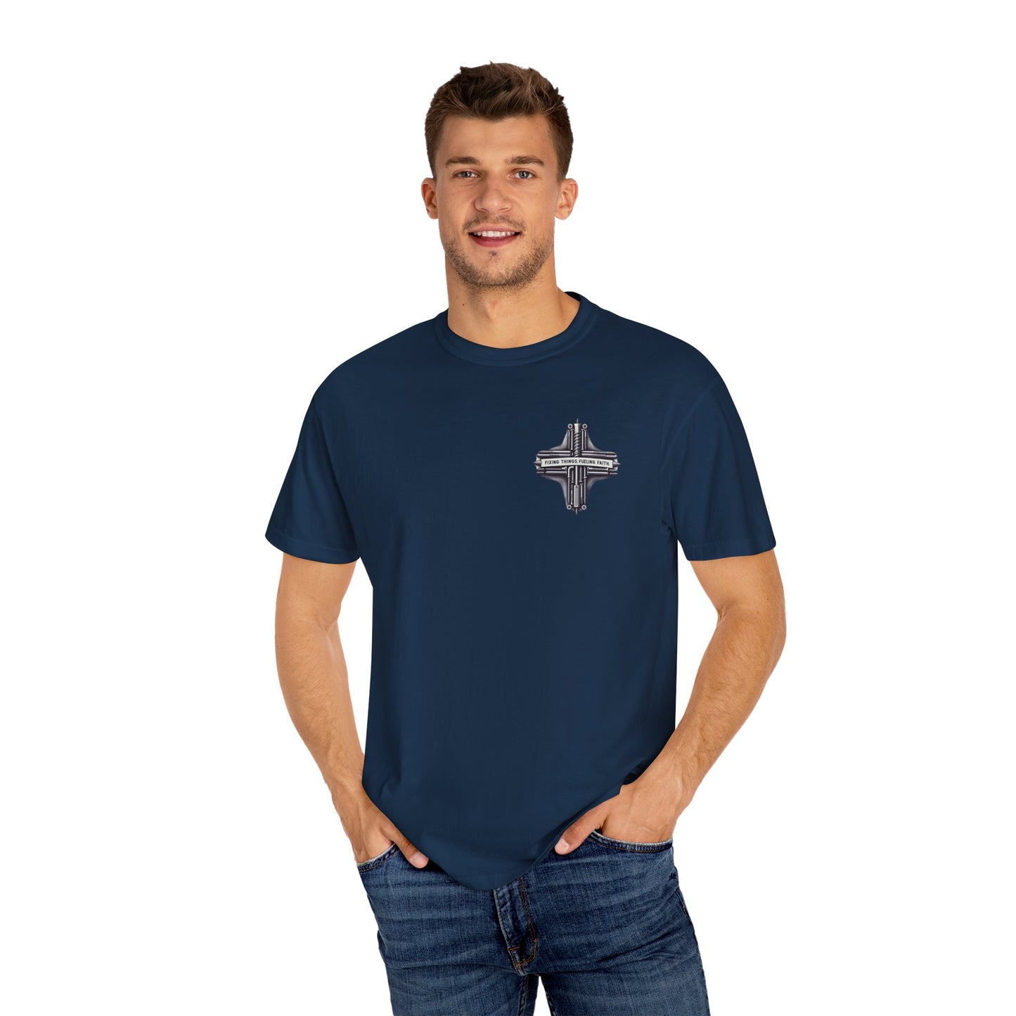Faith-Inspired Unisex T-Shirt | Fixing Things Fueling Faith | Inspirational Gift for Believers | Casual Wear, Church Events, Everyday Style