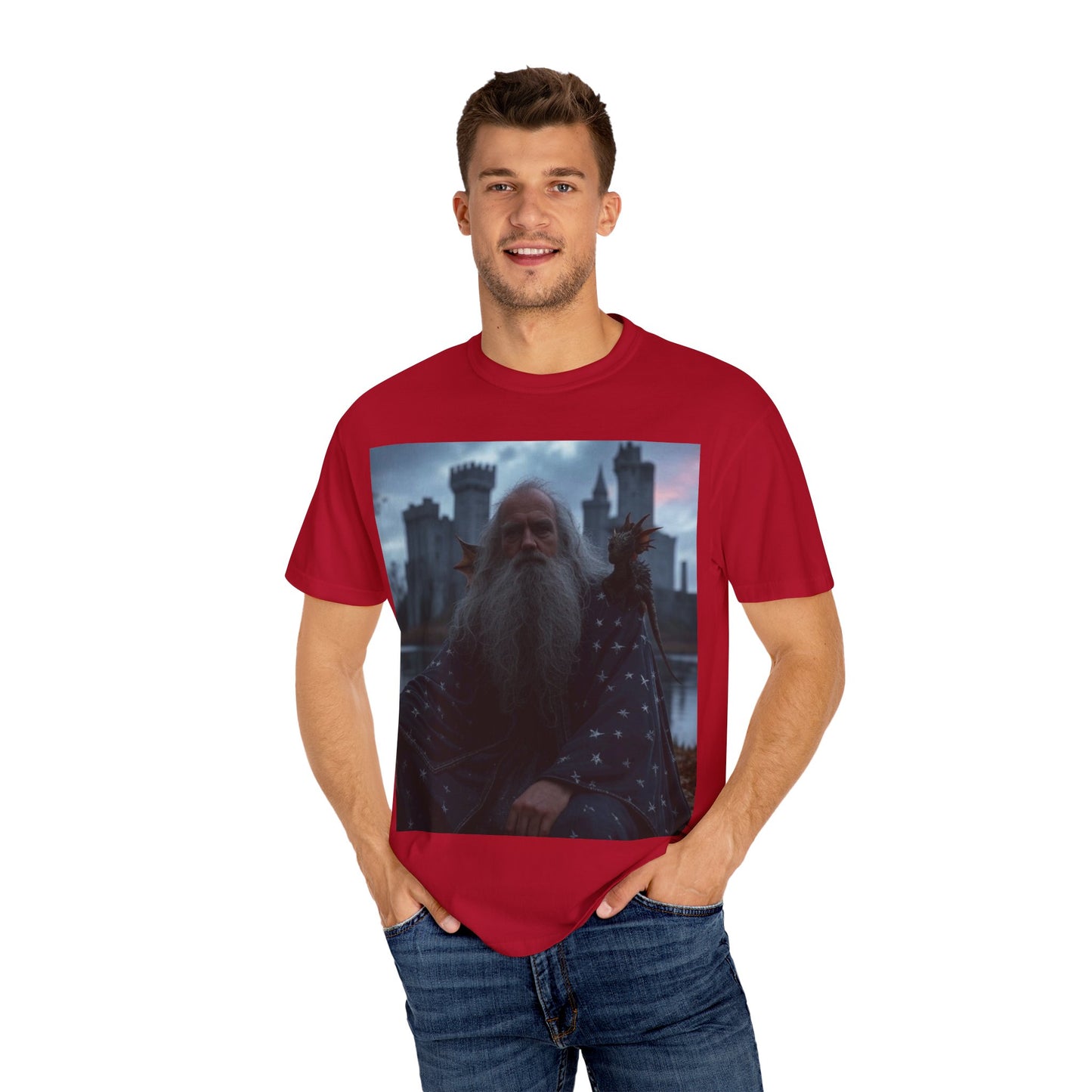 Mystical Wizard Graphic T-Shirt | Unisex Garment-Dyed Tee for Fantasy Lovers