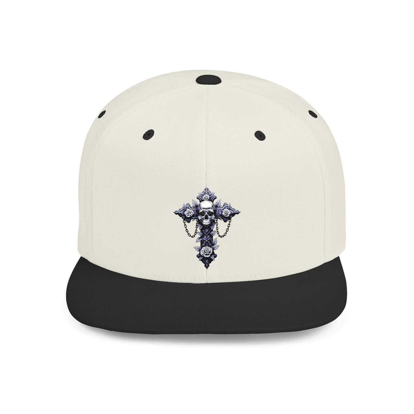 Stylish Flat Bill Snapback Hat with Unique Graphic Design