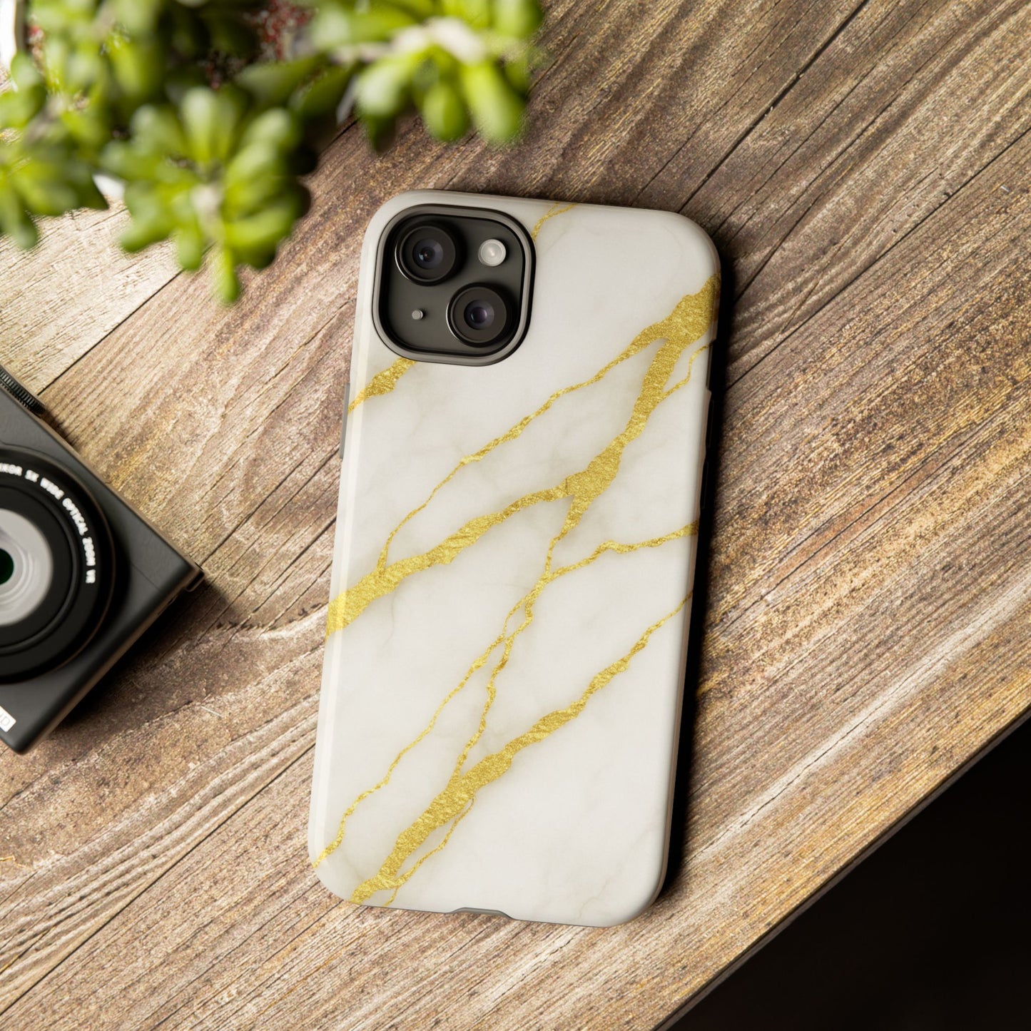 Luxury Marble Phone Case with Gold Accents