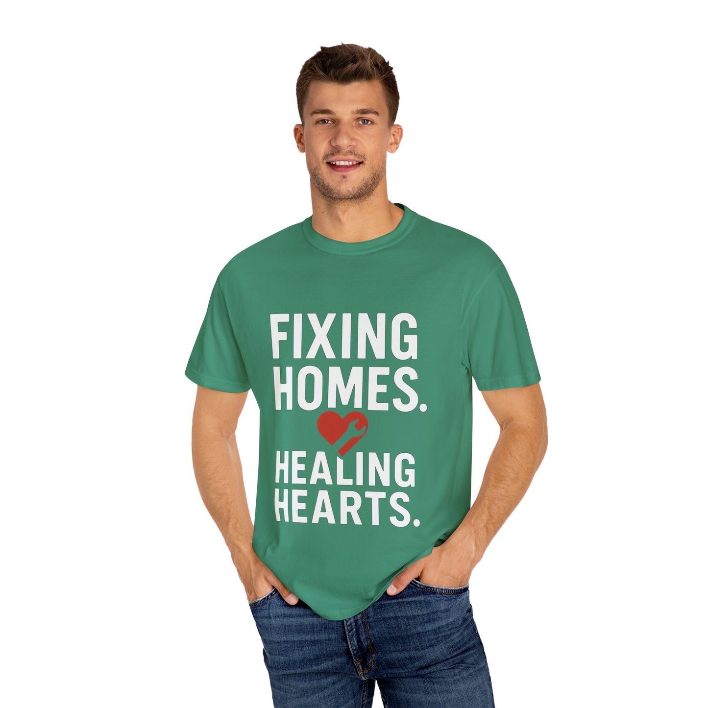 Heartfelt Repair Unisex T-Shirt - Fixing Homes, Healing Hearts - Gift for Homeowners, DIY Lovers, Father's Day, Housewarming