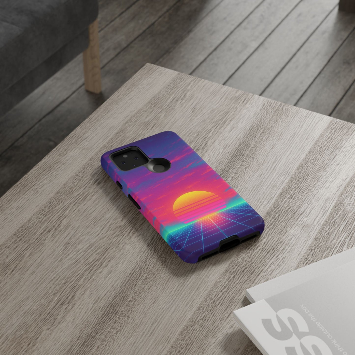 Retro Sunset Tough Phone Case - Vibrant 80s Aesthetic