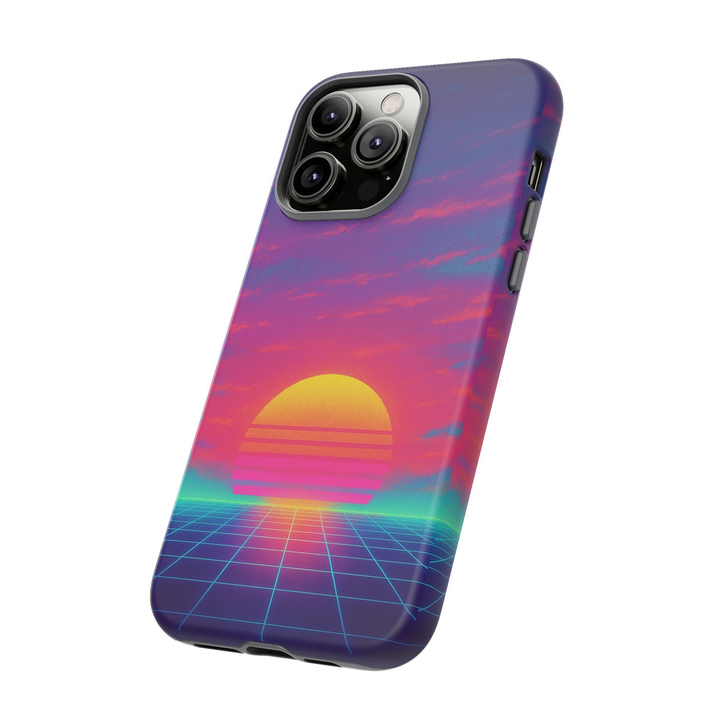 Retro Sunset Tough Phone Case - Vibrant 80s Aesthetic