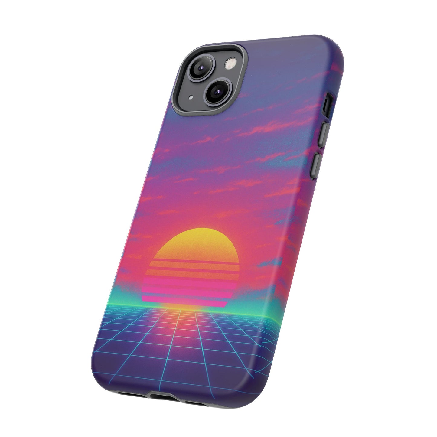 Retro Sunset Tough Phone Case - Vibrant 80s Aesthetic
