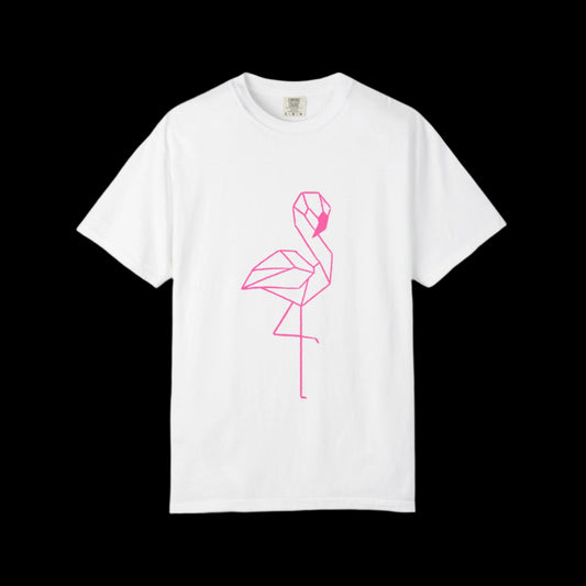 Geo Flamingo Unisex T-shirt | Summer Vibes Tee | Gift for Nature Lovers | Casual Wear for Every Occasion, Beach, Vacation, Friends Gathering