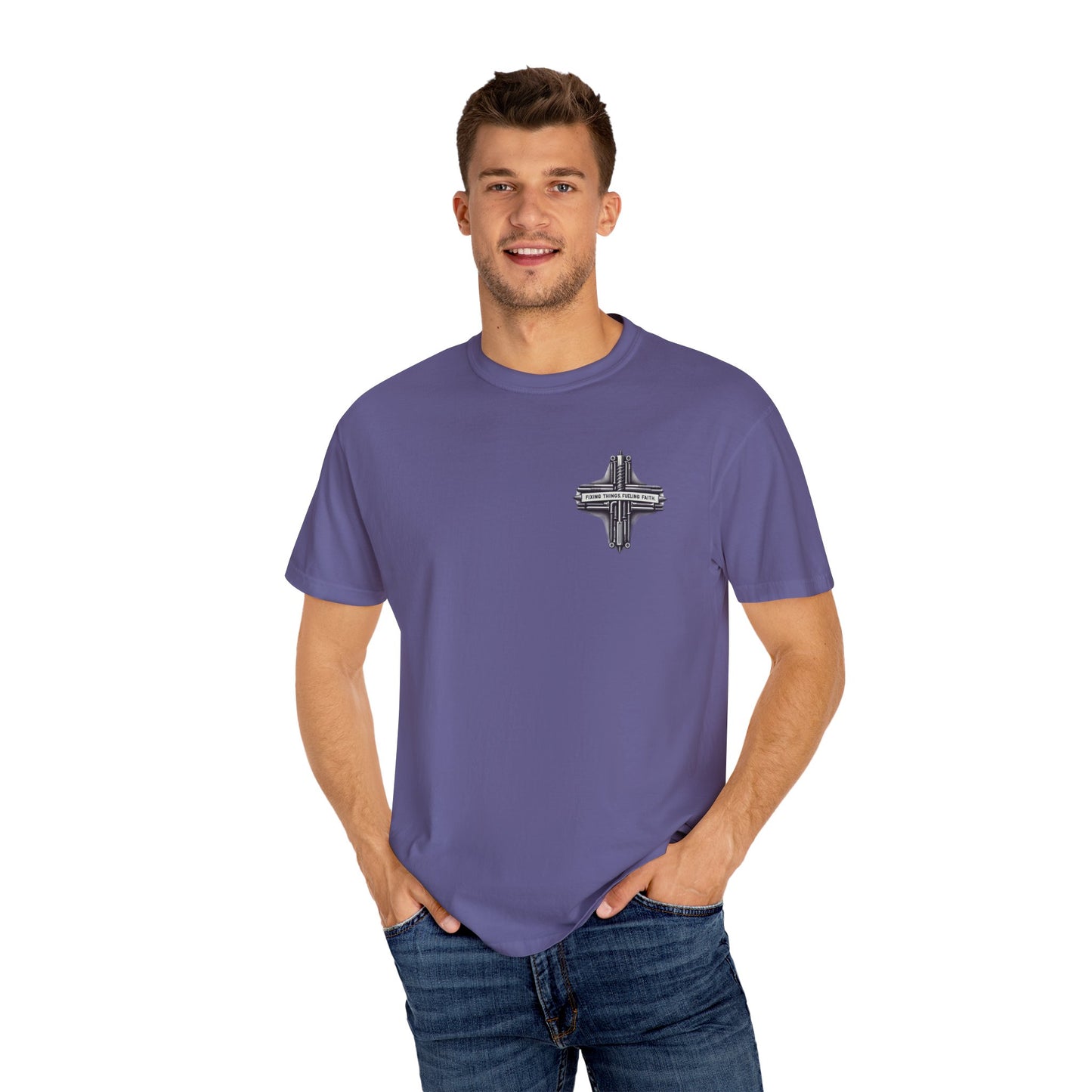 Faith-Inspired Unisex T-Shirt | Fixing Things Fueling Faith | Inspirational Gift for Believers | Casual Wear, Church Events, Everyday Style