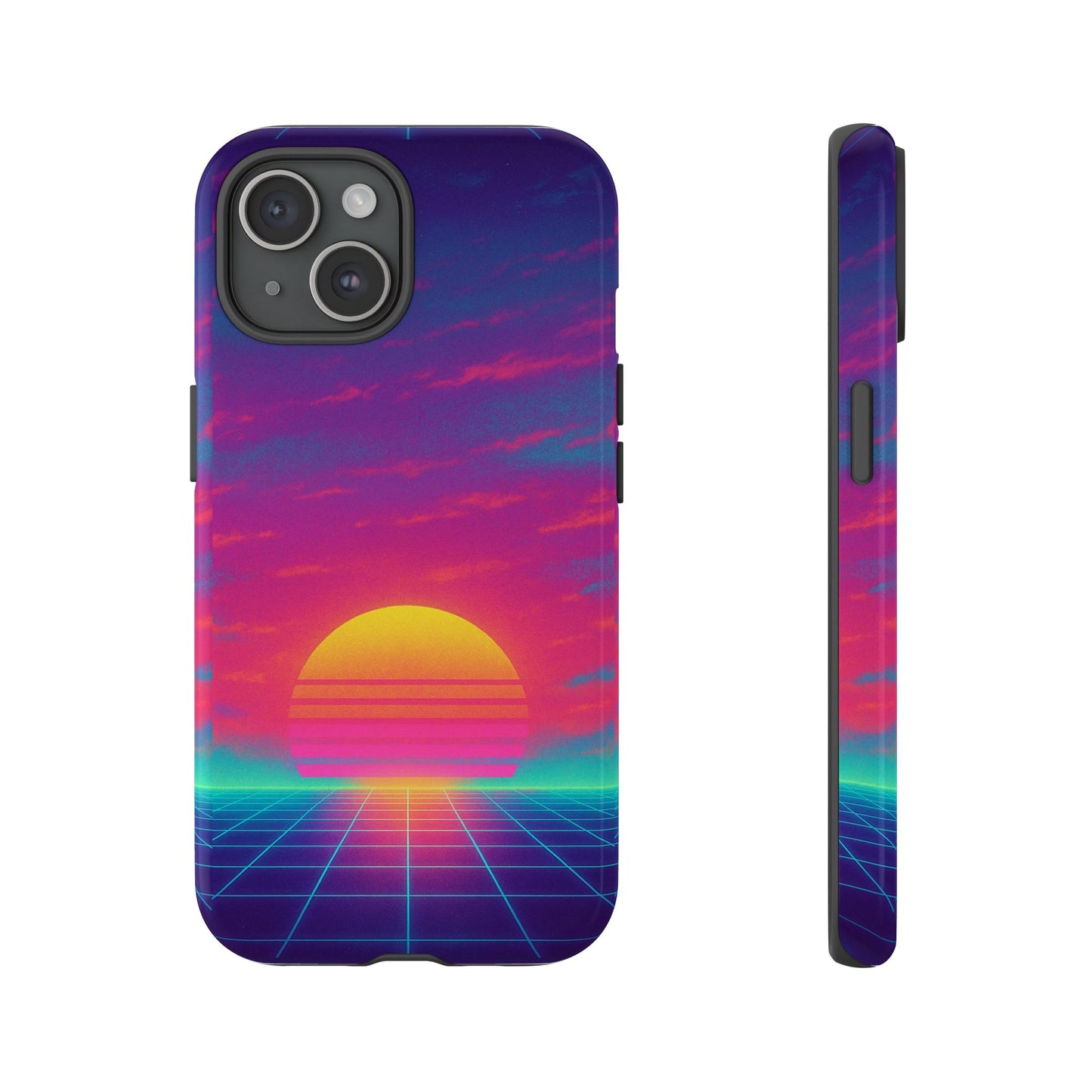 Retro Sunset Tough Phone Case - Vibrant 80s Aesthetic