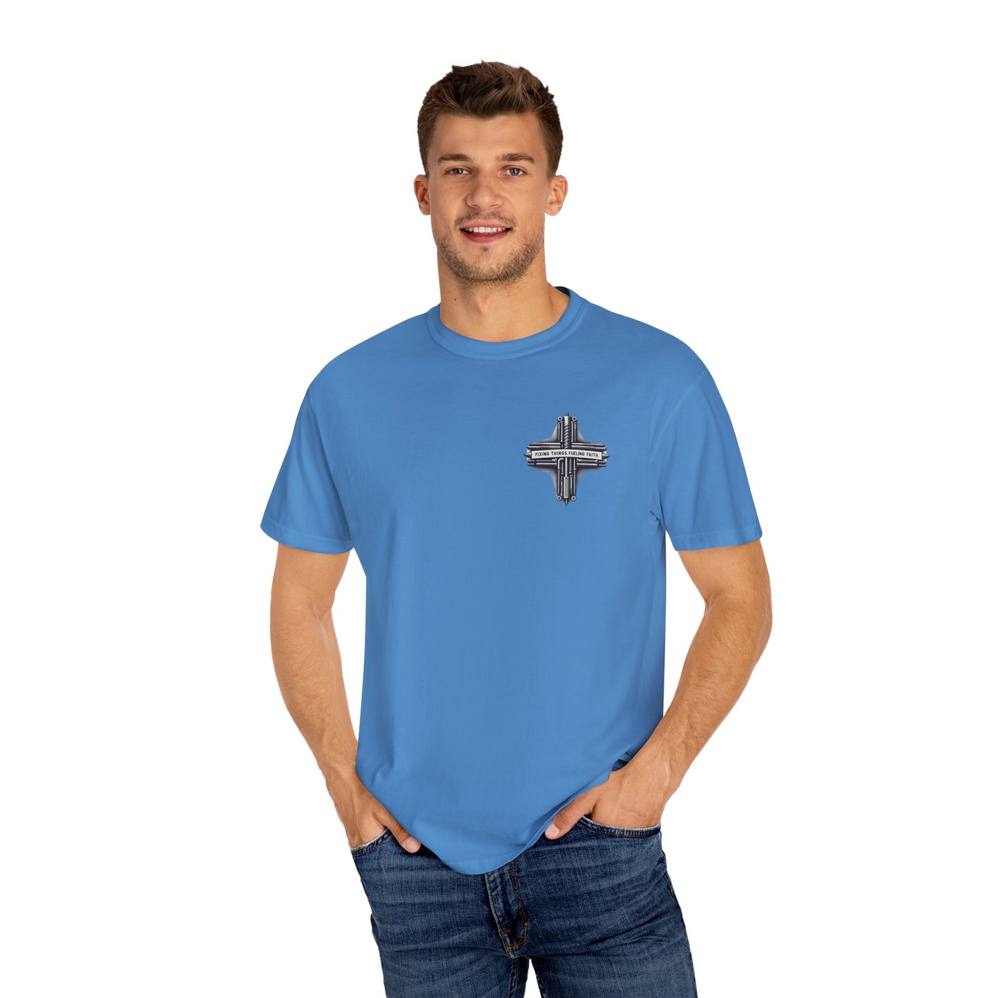 Faith-Inspired Unisex T-Shirt | Fixing Things Fueling Faith | Inspirational Gift for Believers | Casual Wear, Church Events, Everyday Style