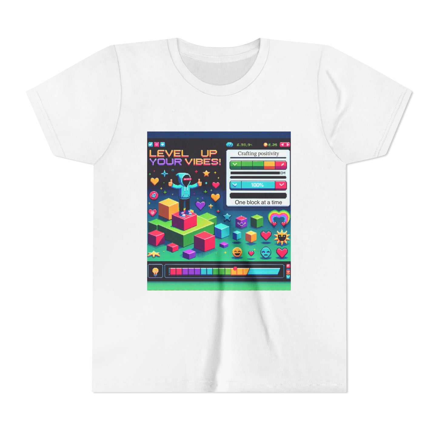 Youth Tee — "Level Up Your Vibes" Retro Gaming Graphic