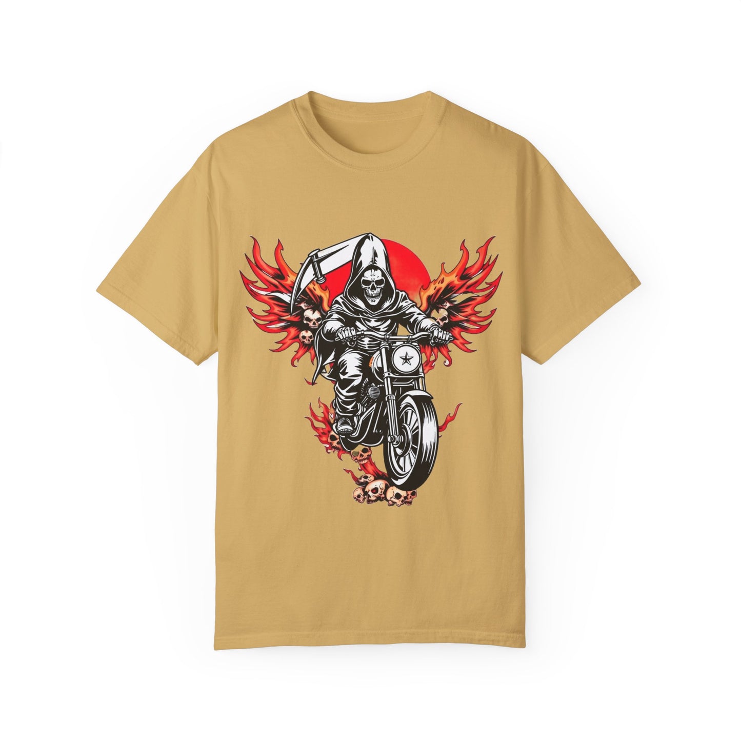 Unisex Motorcycle Grim Reaper T-Shirt - Bold Graphic Tee for Bikers and Rebels