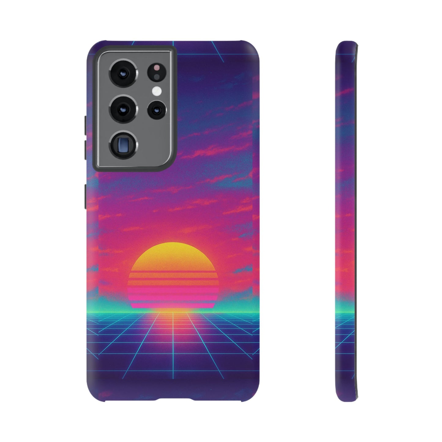 Retro Sunset Tough Phone Case - Vibrant 80s Aesthetic
