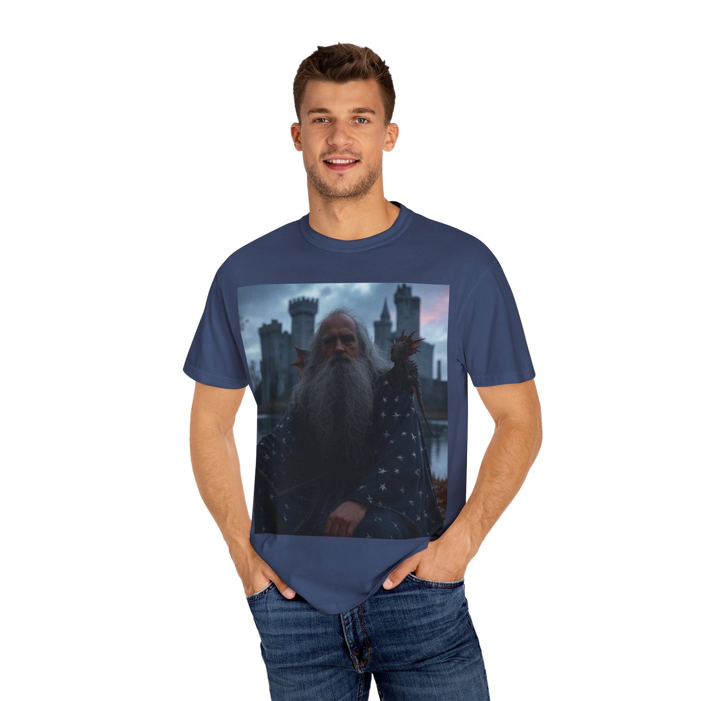 Mystical Wizard Graphic T-Shirt | Unisex Garment-Dyed Tee for Fantasy Lovers