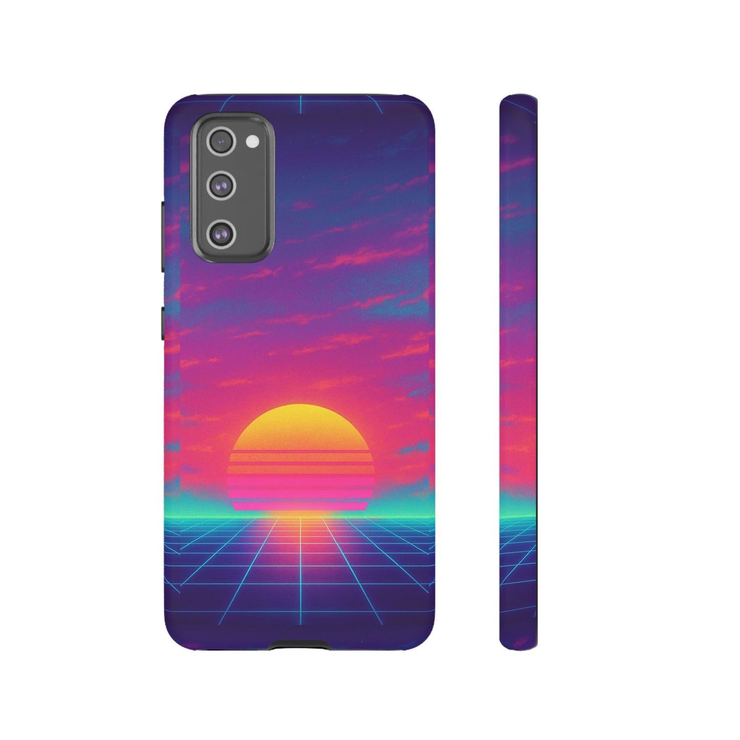 Retro Sunset Tough Phone Case - Vibrant 80s Aesthetic