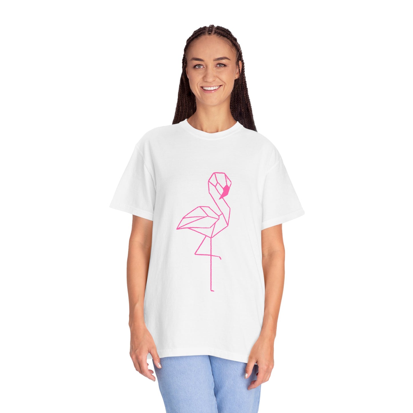 Geo Flamingo Unisex T-shirt | Summer Vibes Tee | Gift for Nature Lovers | Casual Wear for Every Occasion, Beach, Vacation, Friends Gathering